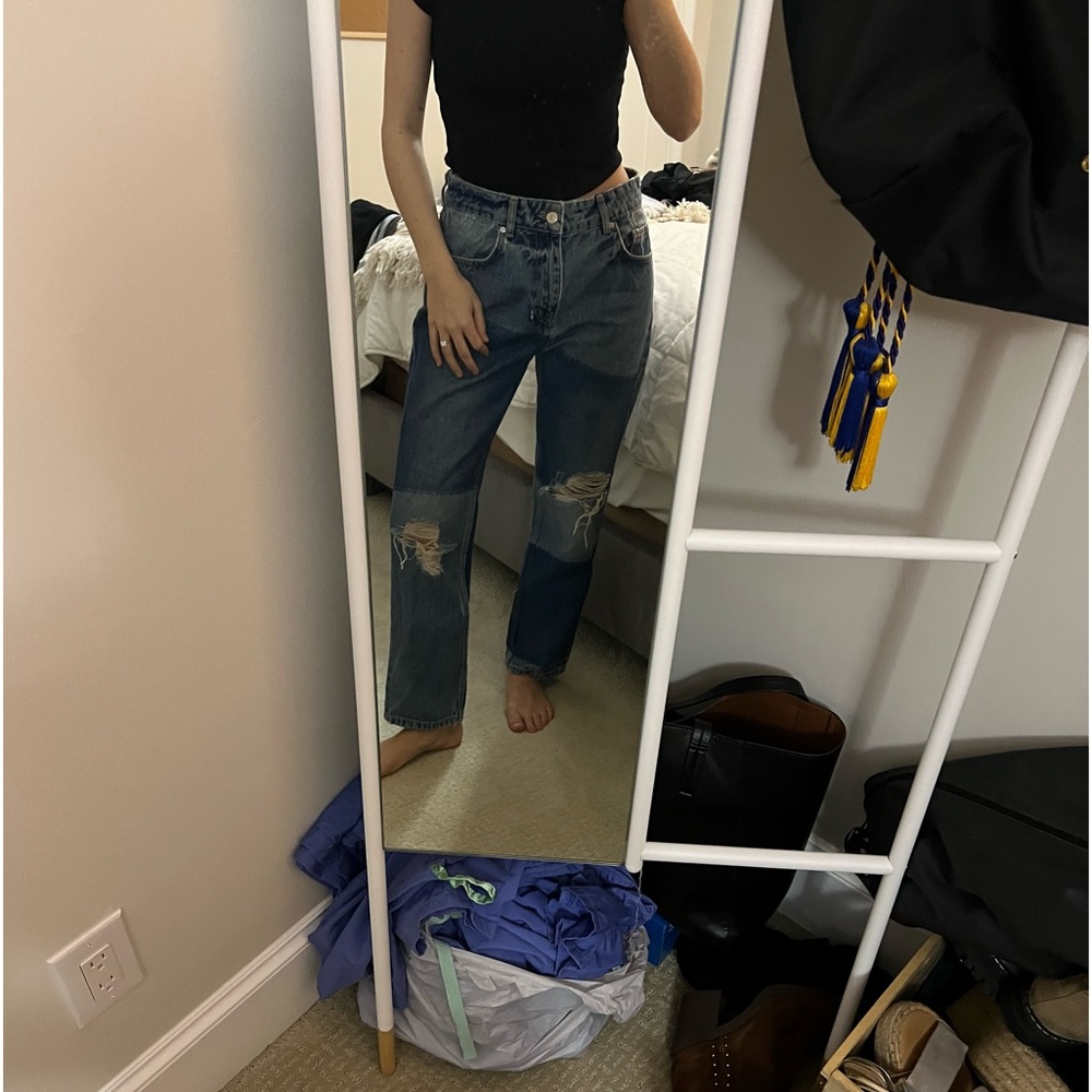 Free People Patchwork Denim Jeans